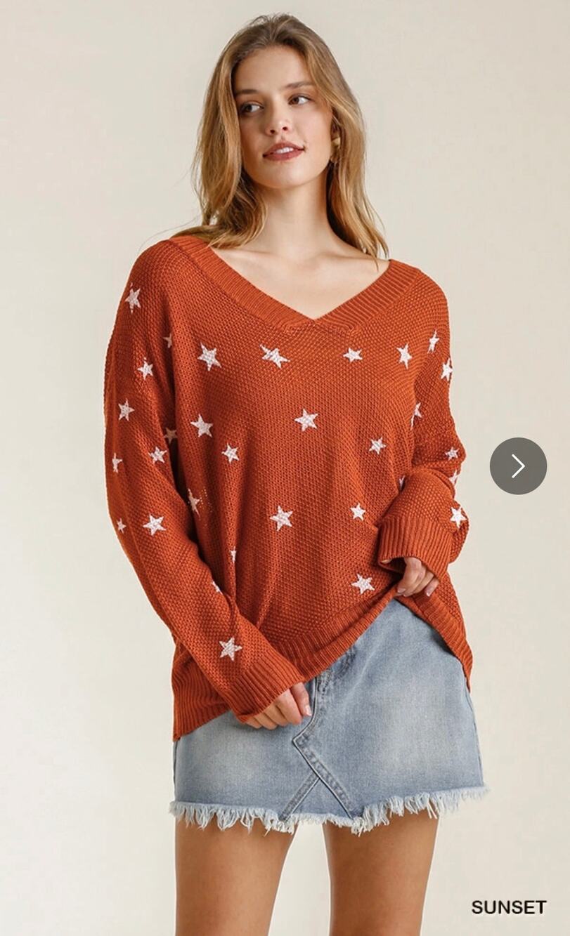 Umgee - Star Stamped Sweater - Large